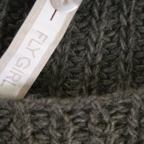 Fly Girl Italian Made Alpaca Blend Olive Green Bell Short Sleeve Sweater Size M - Picture 6 of 8